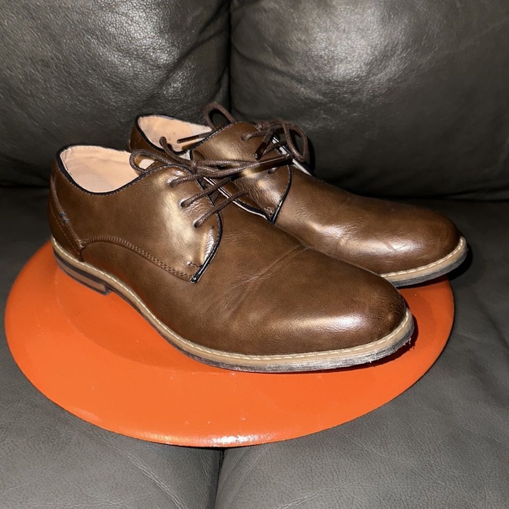 Franco Vanucci 10 Brown Leather Oxford Sutured Soles Lace up Dress Shoes